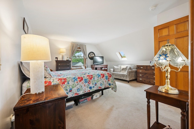 100 Starlight Dr, Brewer, ME 04412 - carpeted bedroom featuring a skylight and lofted ceiling
