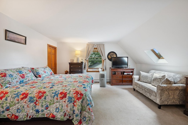 100 Starlight Dr, Brewer, ME 04412 - bedroom featuring light colored carpet, a skylight, and lofted ceiling