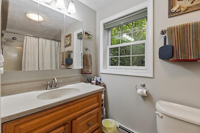 1 Castle View Ln, Belgrade, ME 04917 - full bathroom with vanity, a shower with curtain, and a textured ceiling