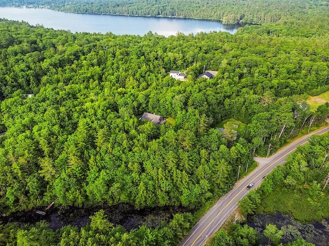 1 Castle View Ln, Belgrade, ME 04917 - aerial overview of property's location featuring a heavily wooded area and a nearby body of water