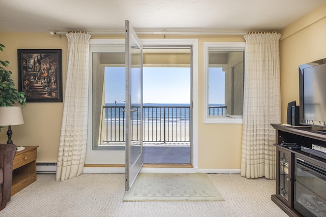 191 E Grand Ave Unit 504, Old Orchard Beach, ME 04064 - entryway featuring a baseboard radiator and carpet floors