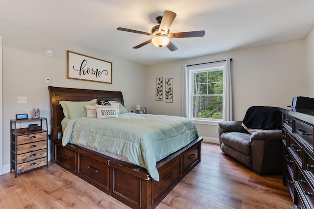 18 Serenity Ln, Harrison, ME 04040 - bedroom featuring light wood-style flooring and ceiling fan