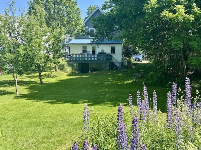 21 Wilson St, Eastport, ME 04631 - view of green lawn featuring a wooden deck
