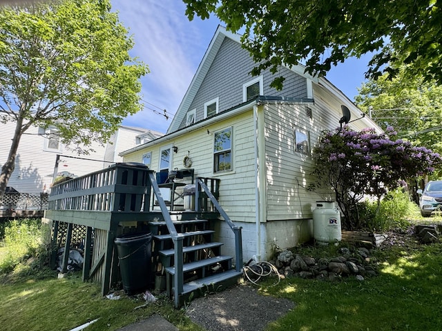 21 Wilson St, Eastport, ME 04631 - back of house featuring a deck and stairway