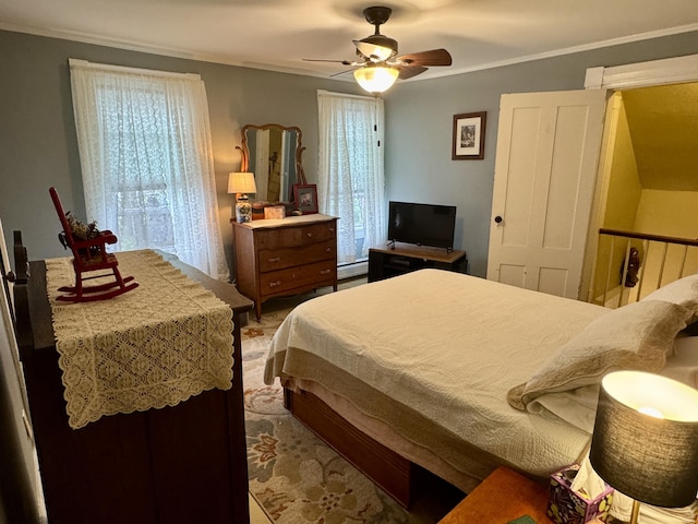 21 Wilson St, Eastport, ME 04631 - bedroom with crown molding and a ceiling fan