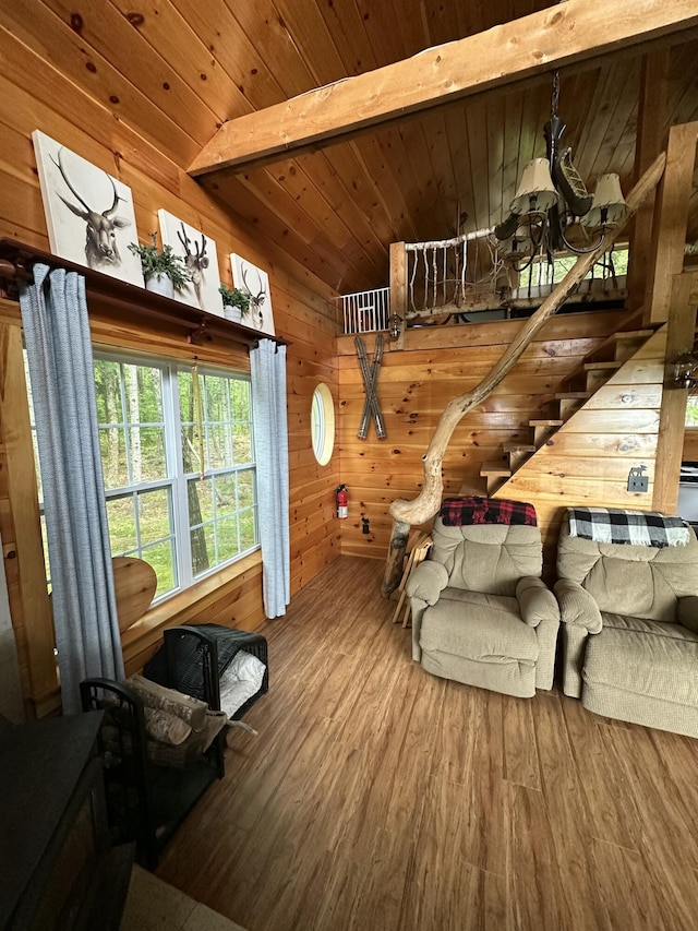 322 Lamb Rd, Roxbury, ME 04275 - bedroom featuring wood walls, wood finished floors, and wood ceiling