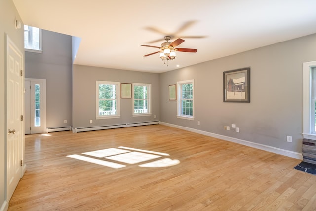 34 Perk Orock Landing Rd, Orono, ME 04473 - empty room featuring a baseboard heating unit, a baseboard radiator, and light wood-style floors