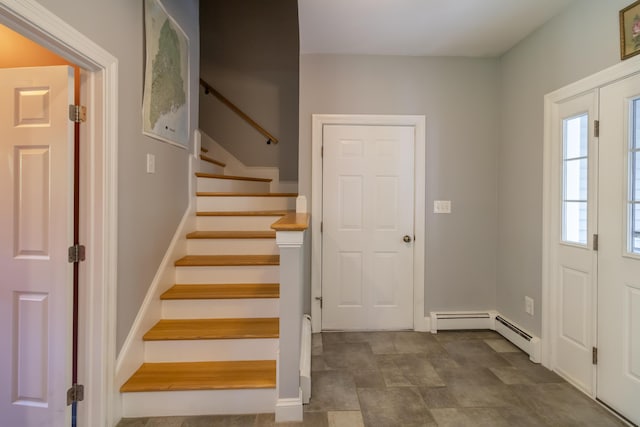 34 Perk Orock Landing Rd, Orono, ME 04473 - entryway with stairs and a baseboard heating unit