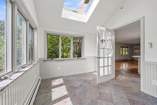 13 Community House Rd, Kennebunkport, ME 04046 - unfurnished sunroom featuring a baseboard heating unit, plenty of natural light, and lofted ceiling