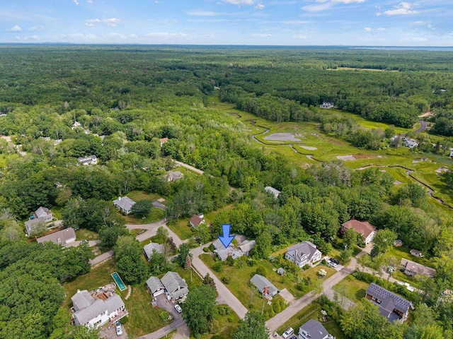 13 Community House Rd, Kennebunkport, ME 04046 - aerial view of property and surrounding area featuring a heavily wooded area and nearby suburban area