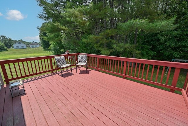 13 Evergreen Dr, Hampden, ME 04444 - wooden terrace with a yard