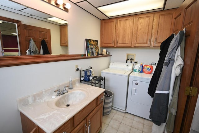 13 Evergreen Dr, Hampden, ME 04444 - laundry area with washer and clothes dryer and light tile patterned flooring