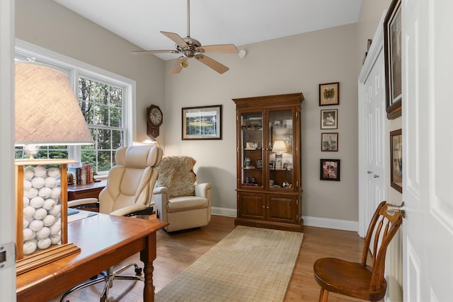 28 Evergreen Dr, Boothbay, ME 04537 - office featuring light wood-style floors and ceiling fan