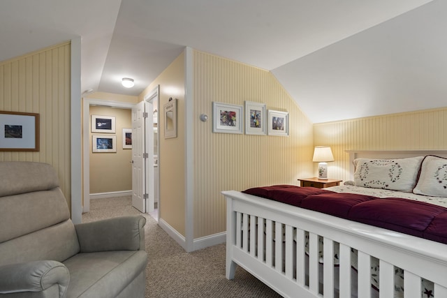 28 Evergreen Dr, Boothbay, ME 04537 - carpeted bedroom with lofted ceiling and baseboards