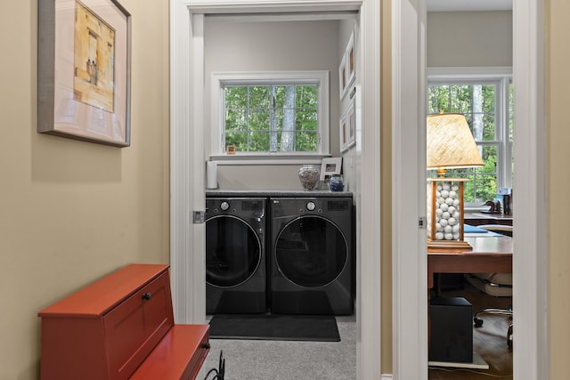 28 Evergreen Dr, Boothbay, ME 04537 - washroom featuring washing machine and clothes dryer, plenty of natural light, and a desk