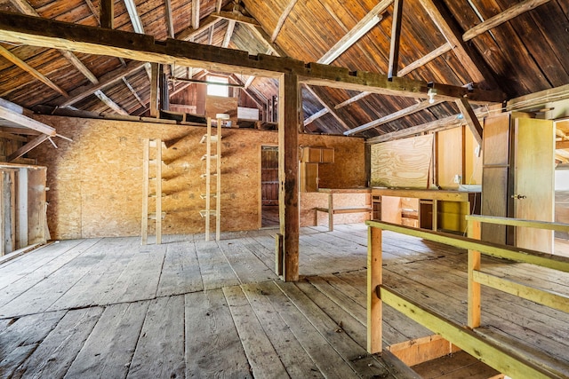 276 W St, Biddeford, ME 04005 - misc room with hardwood / wood-style floors, vaulted ceiling, and wooden ceiling