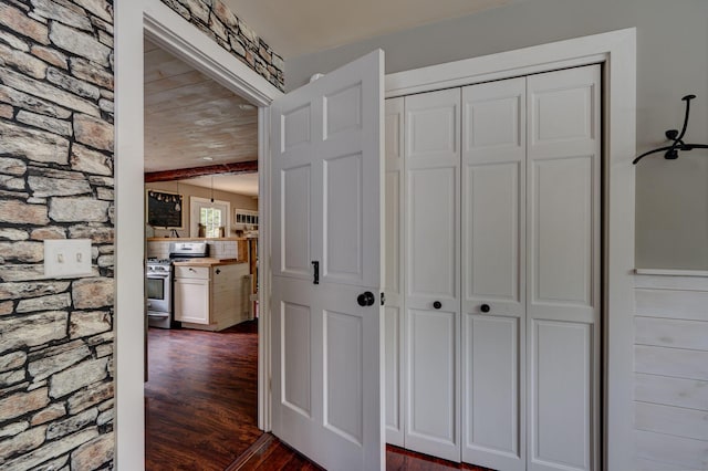 178 Kennebago Rd, Coplin Plt, ME 04970 - hallway featuring dark wood finished floors