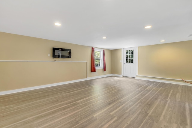 102 Mountain View Rd, Leeds, ME 04263 - unfurnished living room featuring wood finished floors and recessed lighting
