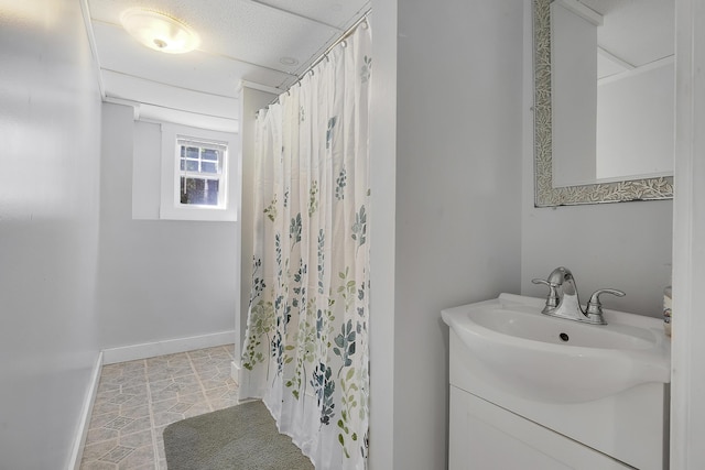 102 Mountain View Rd, Leeds, ME 04263 - bathroom with vanity and a shower with shower curtain