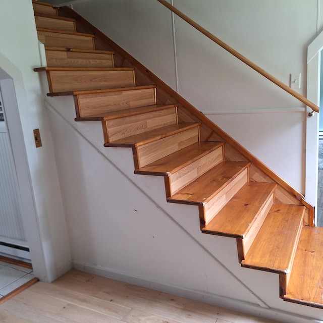 167 Mechanic Falls Rd, Poland, ME 04274 - staircase featuring wood finished floors and baseboard heating