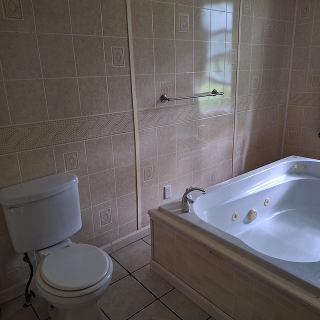 167 Mechanic Falls Rd, Poland, ME 04274 - full bath featuring tile walls, a whirlpool tub, and tile patterned flooring