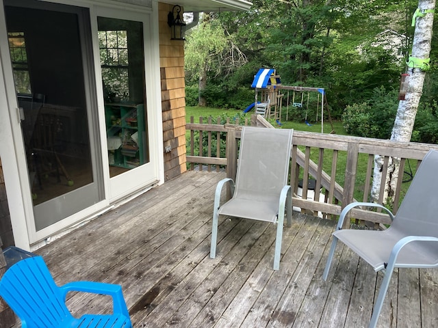 363 Oak Point Rd, Trenton, ME 04605 - deck featuring a playground