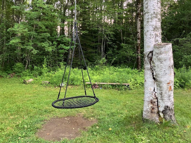 363 Oak Point Rd, Trenton, ME 04605 - view of green lawn featuring a forest view