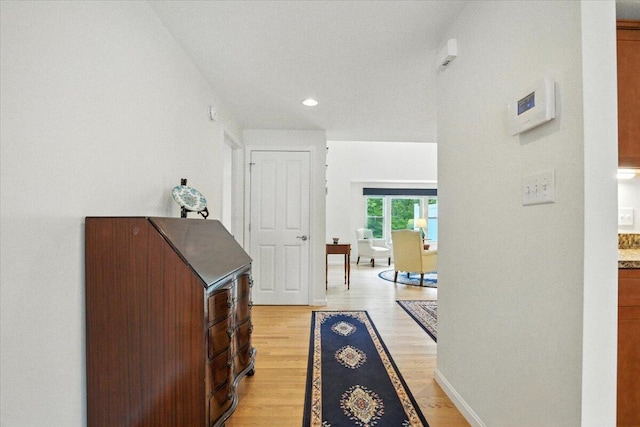 17 Beryl Loop Unit F65, Topsham, ME 04086 - hall with light wood-type flooring and recessed lighting