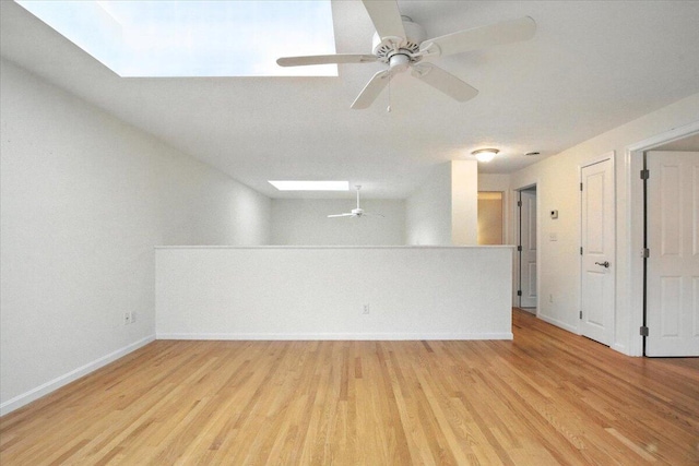 17 Beryl Loop Unit F65, Topsham, ME 04086 - empty room with a skylight, ceiling fan, and light wood-type flooring