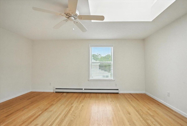 17 Beryl Loop Unit F65, Topsham, ME 04086 - unfurnished room featuring baseboard heating, wood finished floors, ceiling fan, and a skylight