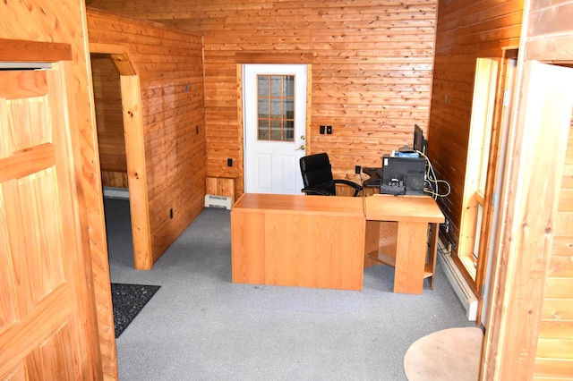 94 Blaisdell Rd, Newport, ME 04953 - carpeted office space featuring wooden walls and baseboard heating