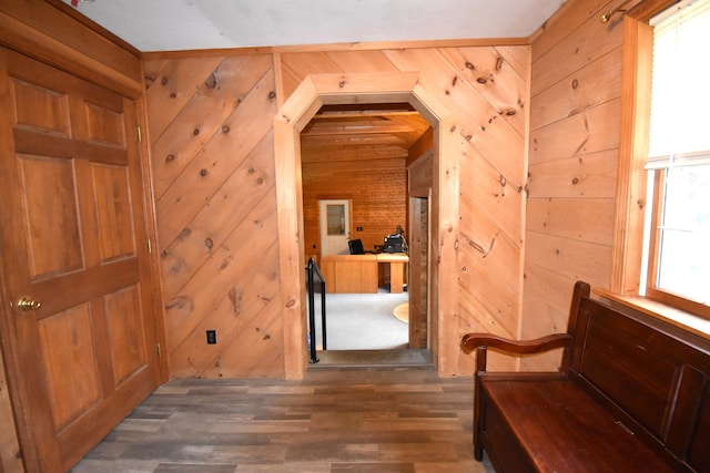 94 Blaisdell Rd, Newport, ME 04953 - hall with wooden walls and wood finished floors