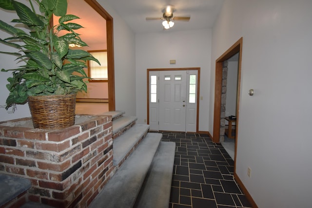 94 Blaisdell Rd, Newport, ME 04953 - entryway featuring ceiling fan and a baseboard heating unit