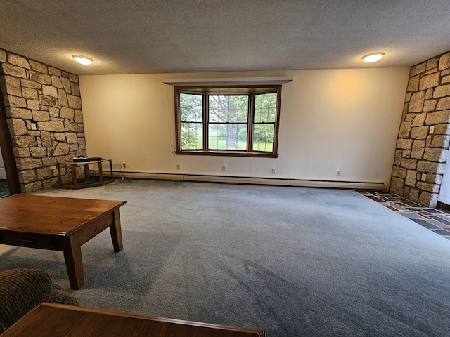 94 Blaisdell Rd, Newport, ME 04953 - unfurnished living room with a textured ceiling and carpet floors