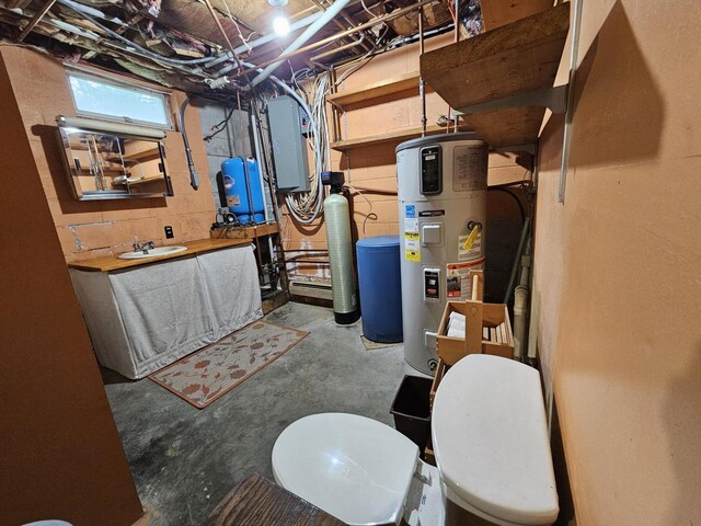 94 Blaisdell Rd, Newport, ME 04953 - below grade area featuring heat pump water heater and a water softener