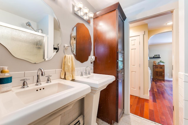 736 Webster St, Lewiston, ME 04240 - full bath with wood finished floors and a shower
