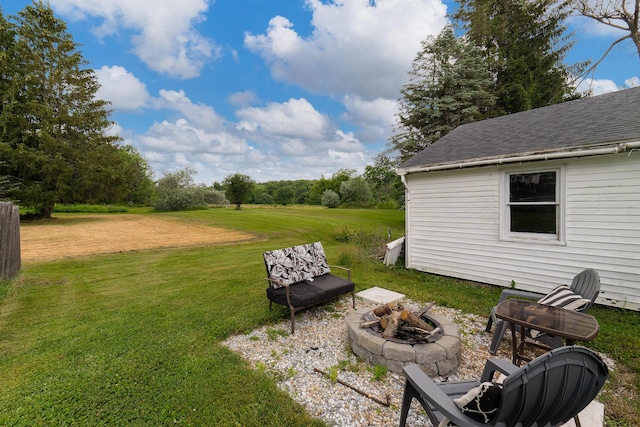 736 Webster St, Lewiston, ME 04240 - view of green lawn featuring a fire pit