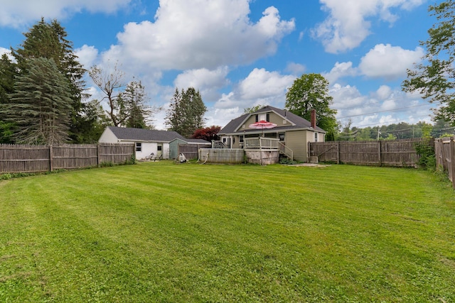 736 Webster St, Lewiston, ME 04240 - fenced backyard featuring a wooden deck