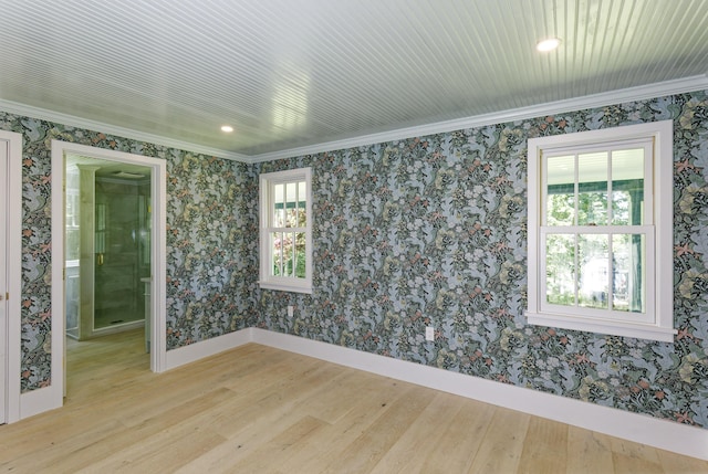239 Ocean Point Rd, Boothbay, ME 04544 - spare room with wood finished floors, recessed lighting, and crown molding