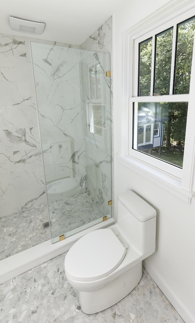 239 Ocean Point Rd, Boothbay, ME 04544 - full bath with marble finish floors and a marble finish shower