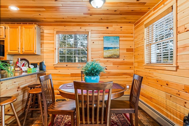 36 Worcester Way, Lincoln, ME 04457 - dining room featuring wooden ceiling, wooden walls, and recessed lighting