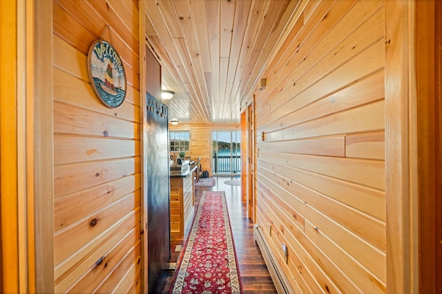 36 Worcester Way, Lincoln, ME 04457 - corridor featuring wood walls, wood finished floors, and wood ceiling