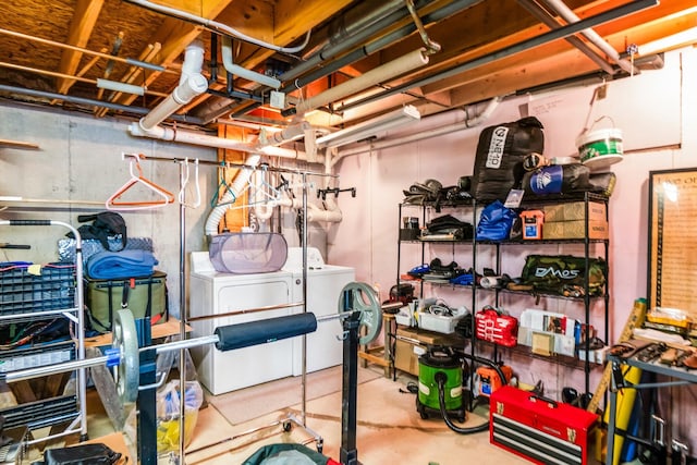 36 Worcester Way, Lincoln, ME 04457 - storage room featuring washer and clothes dryer