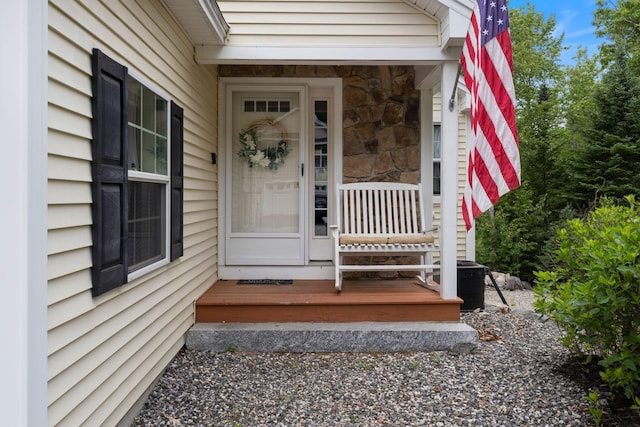 1313 Deer Run, Casco, ME 04015 - view of exterior entry with stone siding