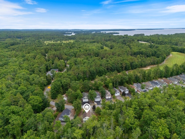 1313 Deer Run, Casco, ME 04015 - aerial view of property and surrounding area with a heavily wooded area and a nearby body of water