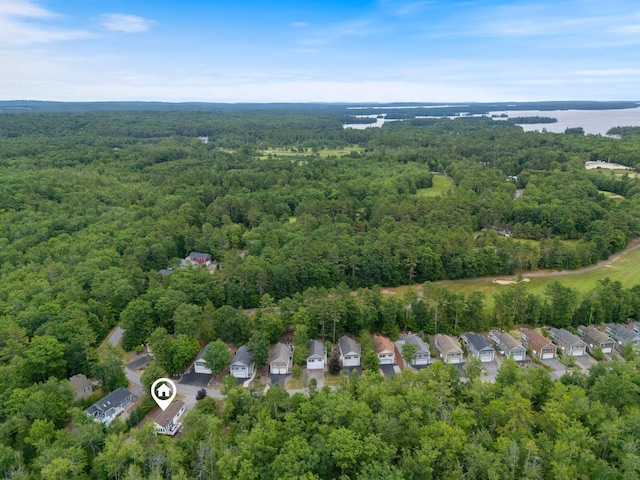 1313 Deer Run, Casco, ME 04015 - aerial view of property and surrounding area featuring a forest and a large body of water