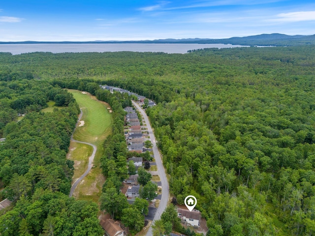 1313 Deer Run, Casco, ME 04015 - aerial overview of property's location featuring a water and mountain view