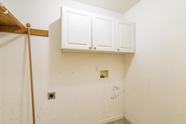 421 Cushing Rd, Cushing, ME 04563 - laundry room with hookup for an electric dryer, cabinet space, and washer hookup