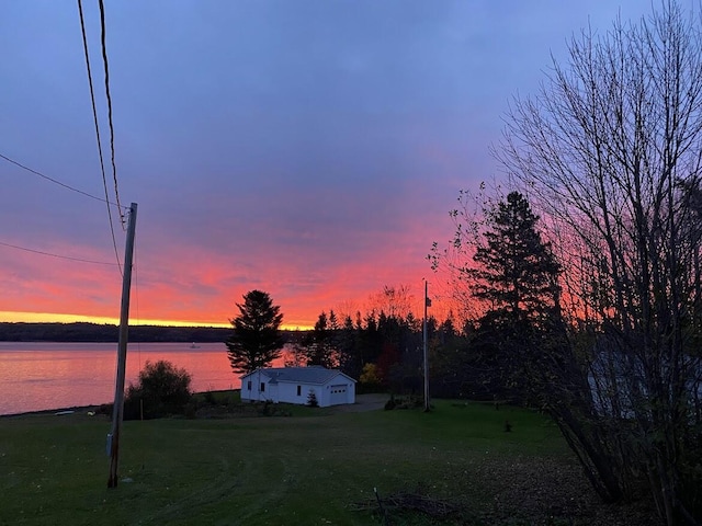 631 US Rt 1, Robbinston, ME 04671 - yard at dusk with a water view and a lawn