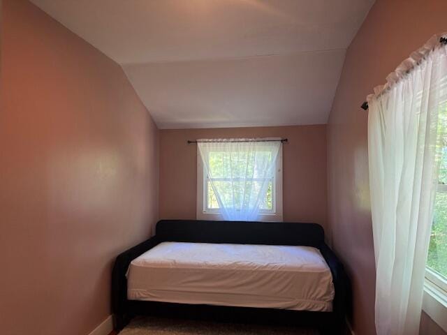 27 Dodge Rd, Edgecomb, ME 04556 - bedroom featuring vaulted ceiling and baseboards